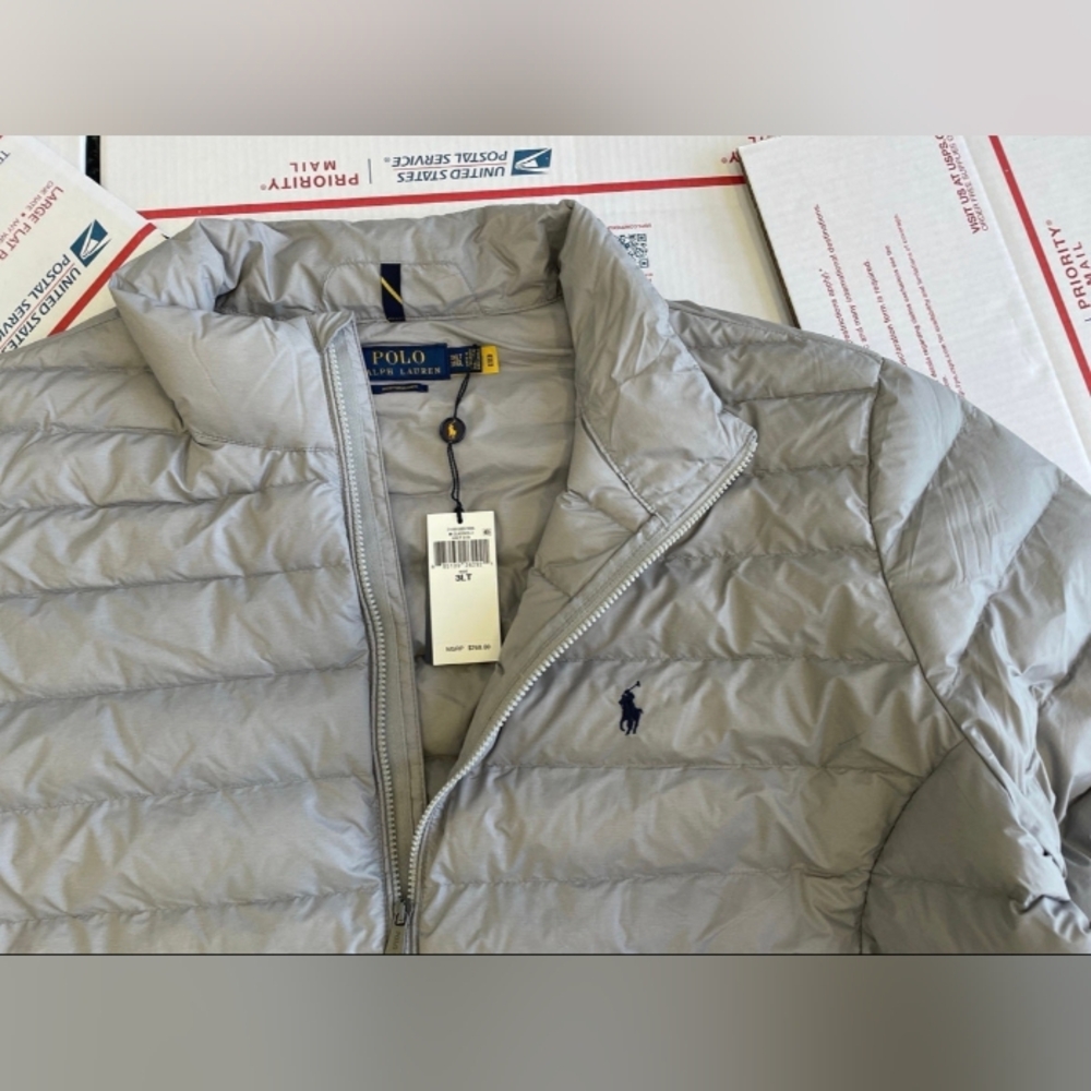 $268 Men’s Polo Ralph Lauren Grey Classics Puffer Bomber Jacket Coat 2X 2XL 2XB - Picture 2 of 15
